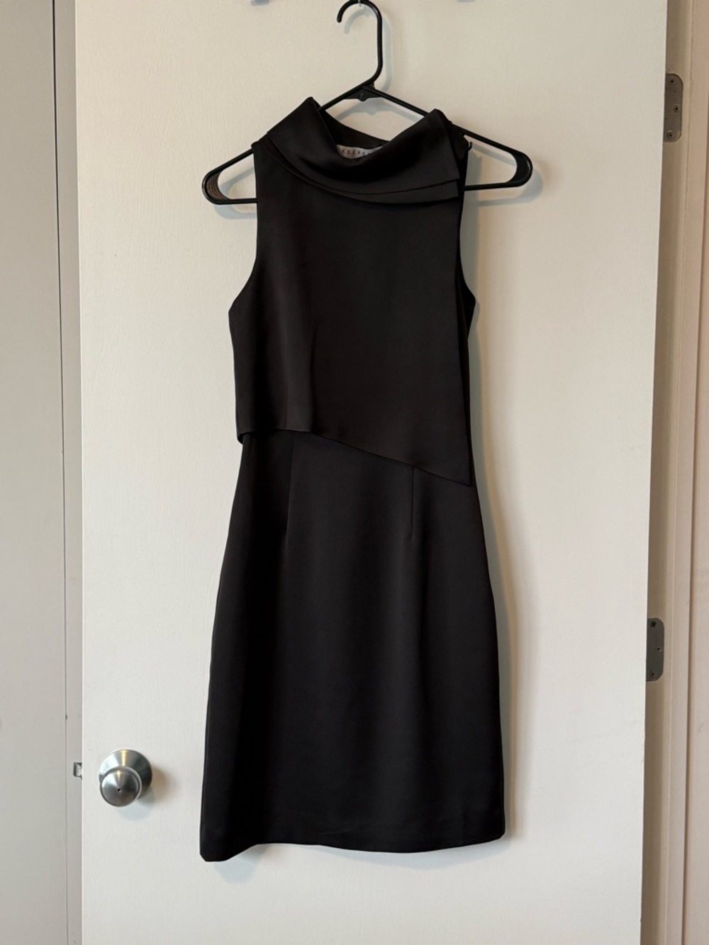 KEEPSAKE Black Satin Sleeveless Tailored Dress - XS